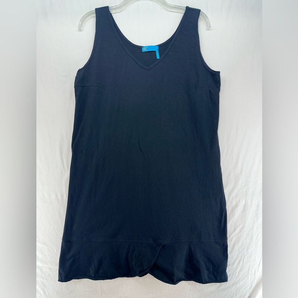 Fresh Produce Made in USA Black Cotton Sleeveless Dress Pockets SIZE MEDIUM Mea